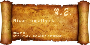 Mider Engelbert névjegykártya